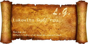 Lukovits György névjegykártya